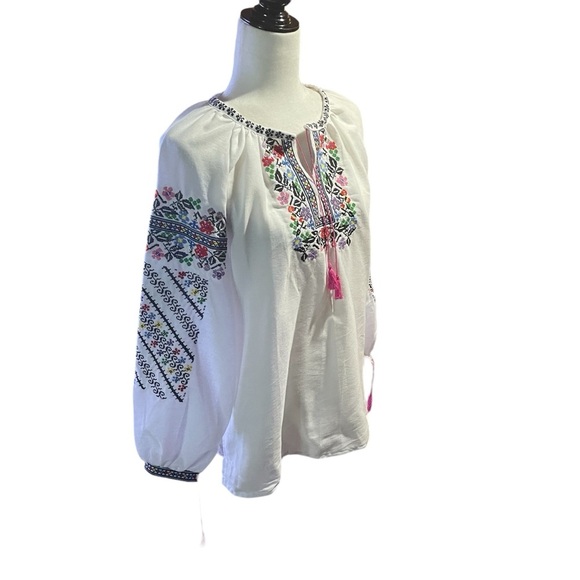 Ukrainian Embroidered Cross Stitch Folk Blouse-Size Medium/Large-Heavy Cotton - Picture 3 of 12